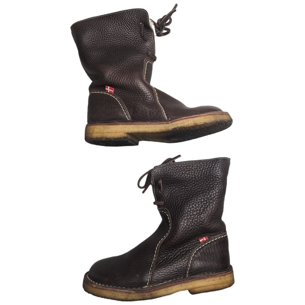 Duckfeet Arhus Chocolate Brown Pebbled Leather Shearling Lined Boots EU 38 /7